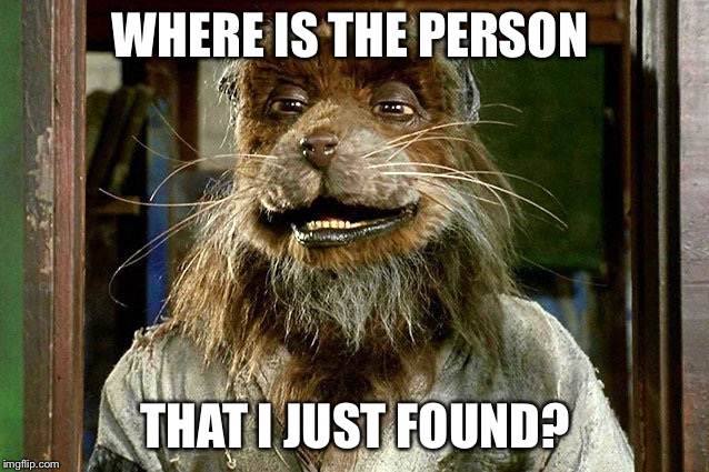 master splinter |  WHERE IS THE PERSON; THAT I JUST FOUND? | image tagged in master splinter | made w/ Imgflip meme maker
