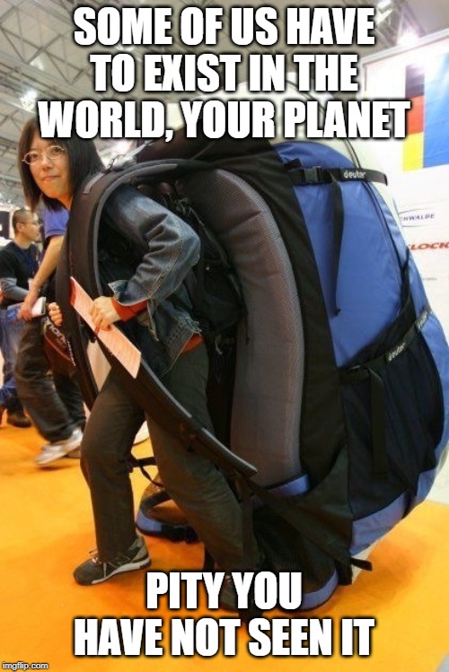 Travel | SOME OF US HAVE TO EXIST IN THE WORLD, YOUR PLANET PITY YOU HAVE NOT SEEN IT | image tagged in travel | made w/ Imgflip meme maker