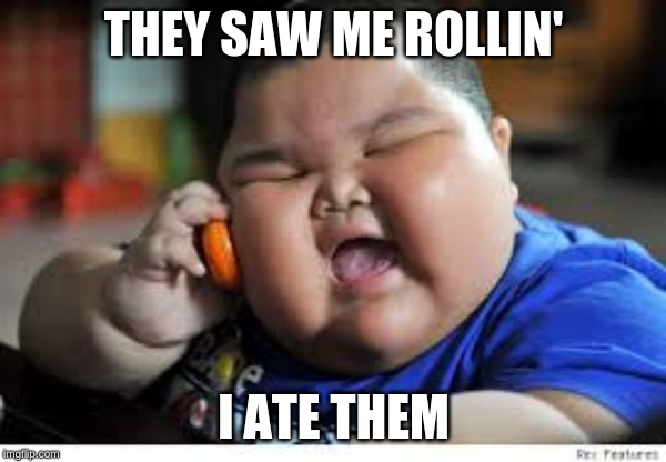 Fat Baby Kid | THEY SAW ME ROLLIN'; I ATE THEM | image tagged in fat baby kid | made w/ Imgflip meme maker