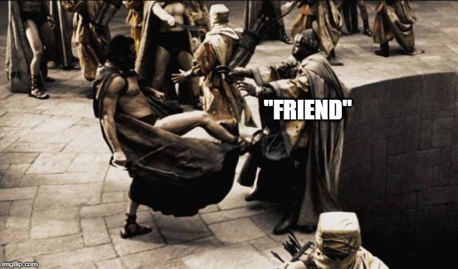 madness - this is sparta | "FRIEND" | image tagged in madness - this is sparta | made w/ Imgflip meme maker