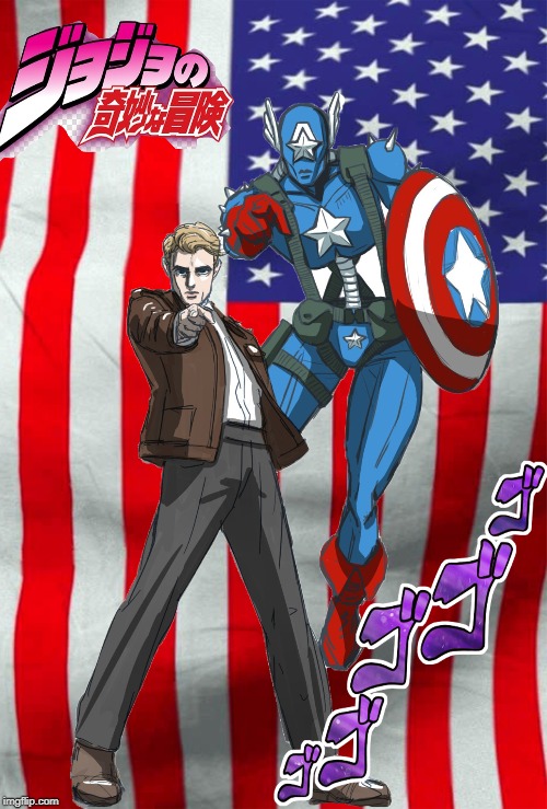 Captain America's Bizarre Adventure | image tagged in jojo's bizarre adventure,captain america,marvel,avengers | made w/ Imgflip meme maker