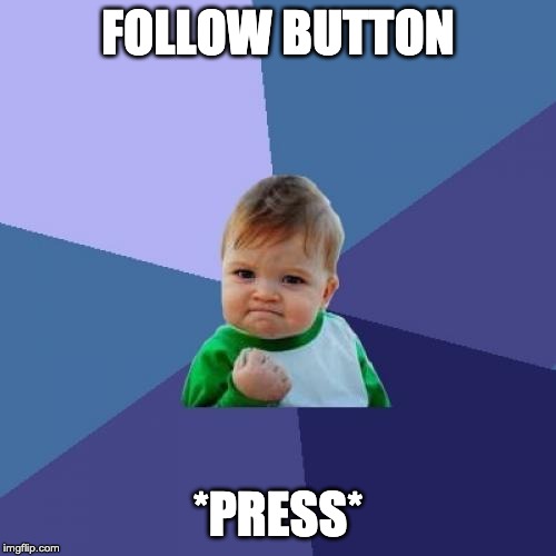 Success Kid | FOLLOW BUTTON; *PRESS* | image tagged in memes,success kid | made w/ Imgflip meme maker