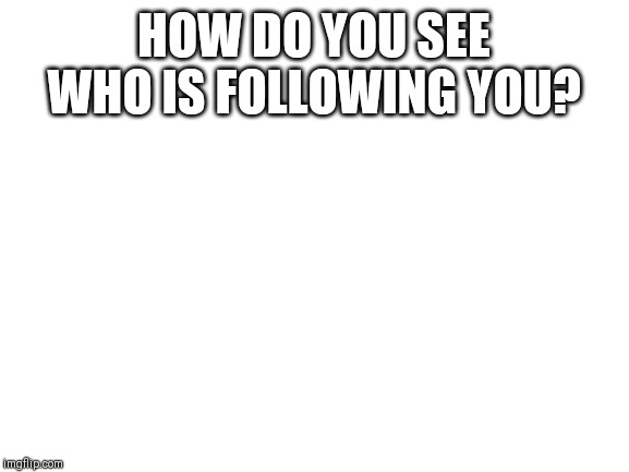 Blank White Template | HOW DO YOU SEE WHO IS FOLLOWING YOU? | image tagged in blank white template | made w/ Imgflip meme maker