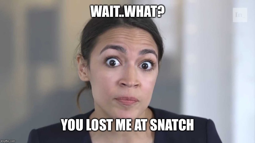 AOC Stumped | WAIT..WHAT? YOU LOST ME AT SNATCH | image tagged in aoc stumped | made w/ Imgflip meme maker