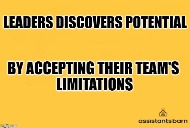 LEADERS DISCOVERS POTENTIAL; BY ACCEPTING THEIR TEAM'S 
LIMITATIONS | image tagged in team work | made w/ Imgflip meme maker