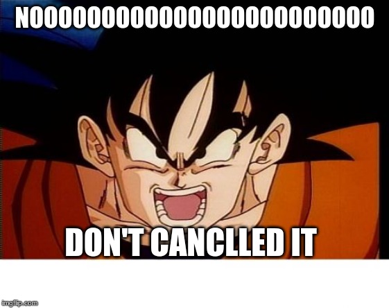 Crosseyed Goku Meme | NOOOOOOOOOOOOOOOOOOOOOOOO DON'T CANCLLED IT | image tagged in memes,crosseyed goku | made w/ Imgflip meme maker
