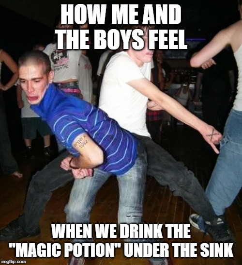 dance kids | HOW ME AND THE BOYS FEEL; WHEN WE DRINK THE "MAGIC POTION" UNDER THE SINK | image tagged in dance kids | made w/ Imgflip meme maker