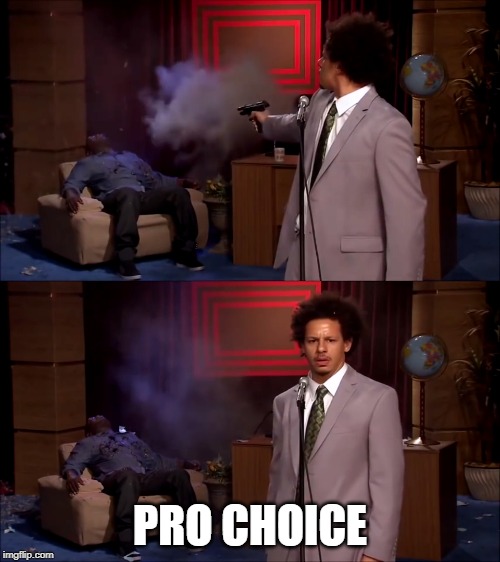 Eric Andre shooter | PRO CHOICE | image tagged in eric andre shooter | made w/ Imgflip meme maker