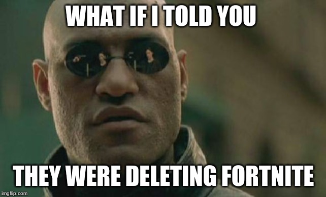 Matrix Morpheus | WHAT IF I TOLD YOU; THEY WERE DELETING FORTNITE | image tagged in memes,matrix morpheus | made w/ Imgflip meme maker