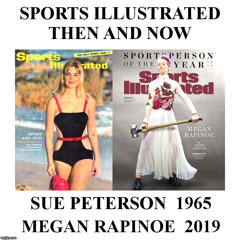 Sports Illustrated, Then and Now | image tagged in sports,swimsuit,issues,soccer,sledge hammer,weird photo of the day | made w/ Imgflip meme maker