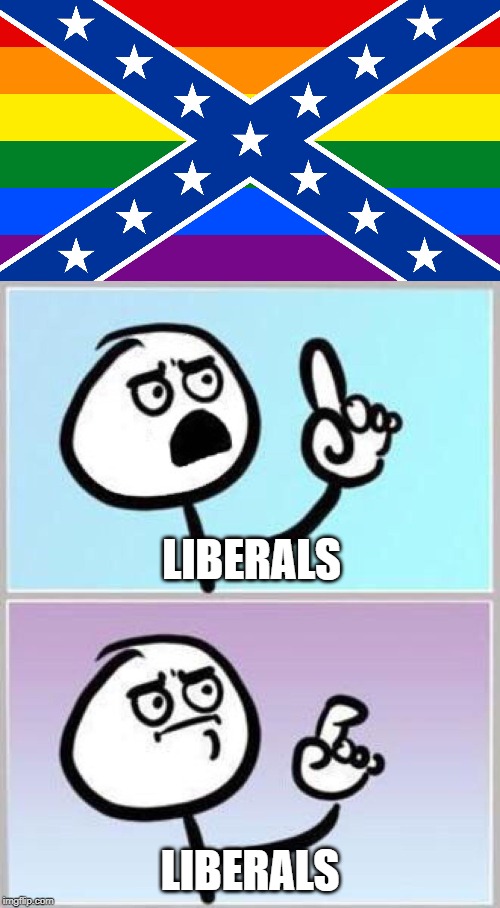 Confederate QWERTY | LIBERALS; LIBERALS | image tagged in wait what,confederate flag,gay pride,politics,political meme | made w/ Imgflip meme maker