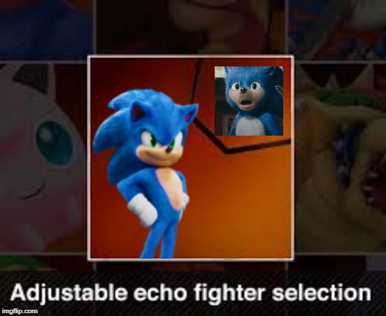 Uhhhhhh meow? | image tagged in adjustable echo fighter selection,super smash bros,sonic the hedgehog,sonic movie | made w/ Imgflip meme maker