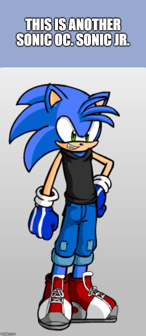 Sonic Jr | THIS IS ANOTHER SONIC OC. SONIC JR. | image tagged in sonic the hedgehog,oc | made w/ Imgflip meme maker
