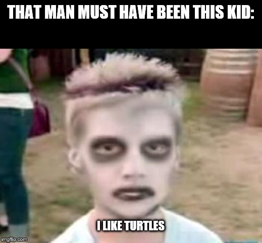 I like turtles | THAT MAN MUST HAVE BEEN THIS KID: I LIKE TURTLES | image tagged in i like turtles | made w/ Imgflip meme maker