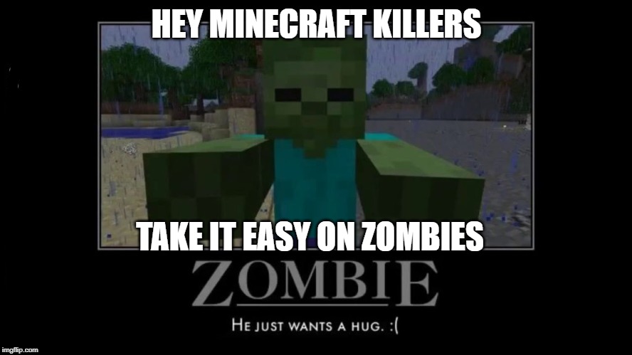 HEY MINECRAFT KILLERS; TAKE IT EASY ON ZOMBIES | made w/ Imgflip meme maker