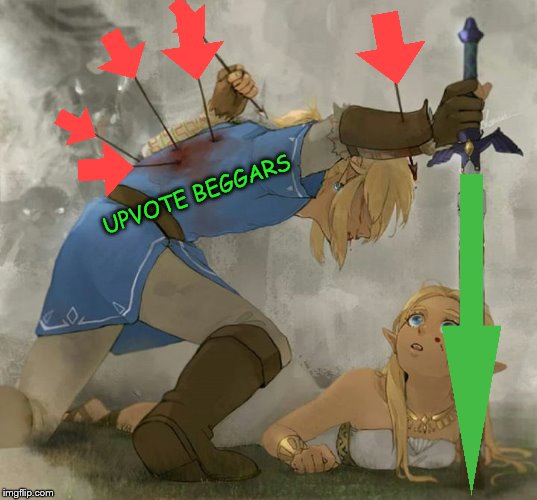 Link and zelda | UPVOTE BEGGARS | image tagged in link and zelda | made w/ Imgflip meme maker