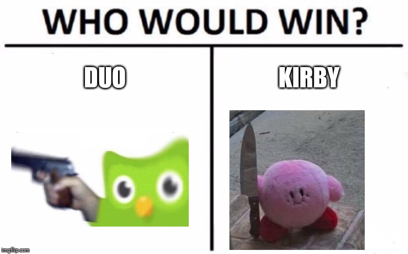 Who Would Win? Meme | DUO; KIRBY | image tagged in memes,who would win | made w/ Imgflip meme maker