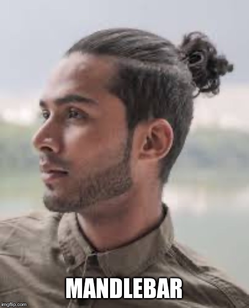 Mandlebar | MANDLEBAR | image tagged in hairstyle | made w/ Imgflip meme maker