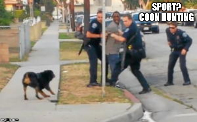 dog cops | SPORT? COON HUNTING | image tagged in dog cops | made w/ Imgflip meme maker