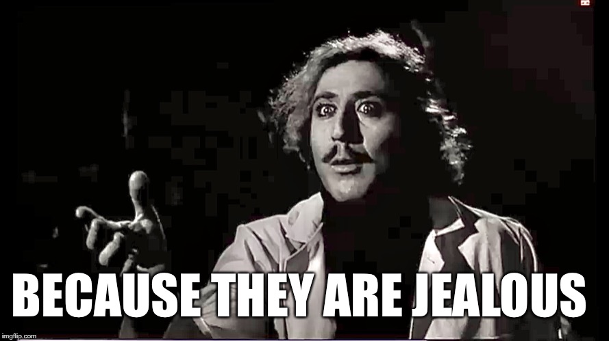 Because they are jealous! - Young Frankenstein | BECAUSE THEY ARE JEALOUS | image tagged in because they are jealous - young frankenstein | made w/ Imgflip meme maker
