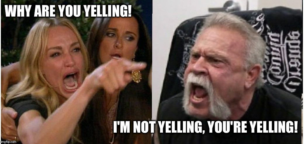 Yellung | WHY ARE YOU YELLING! I'M NOT YELLING, YOU'RE YELLING! | image tagged in woman yelling at cat | made w/ Imgflip meme maker