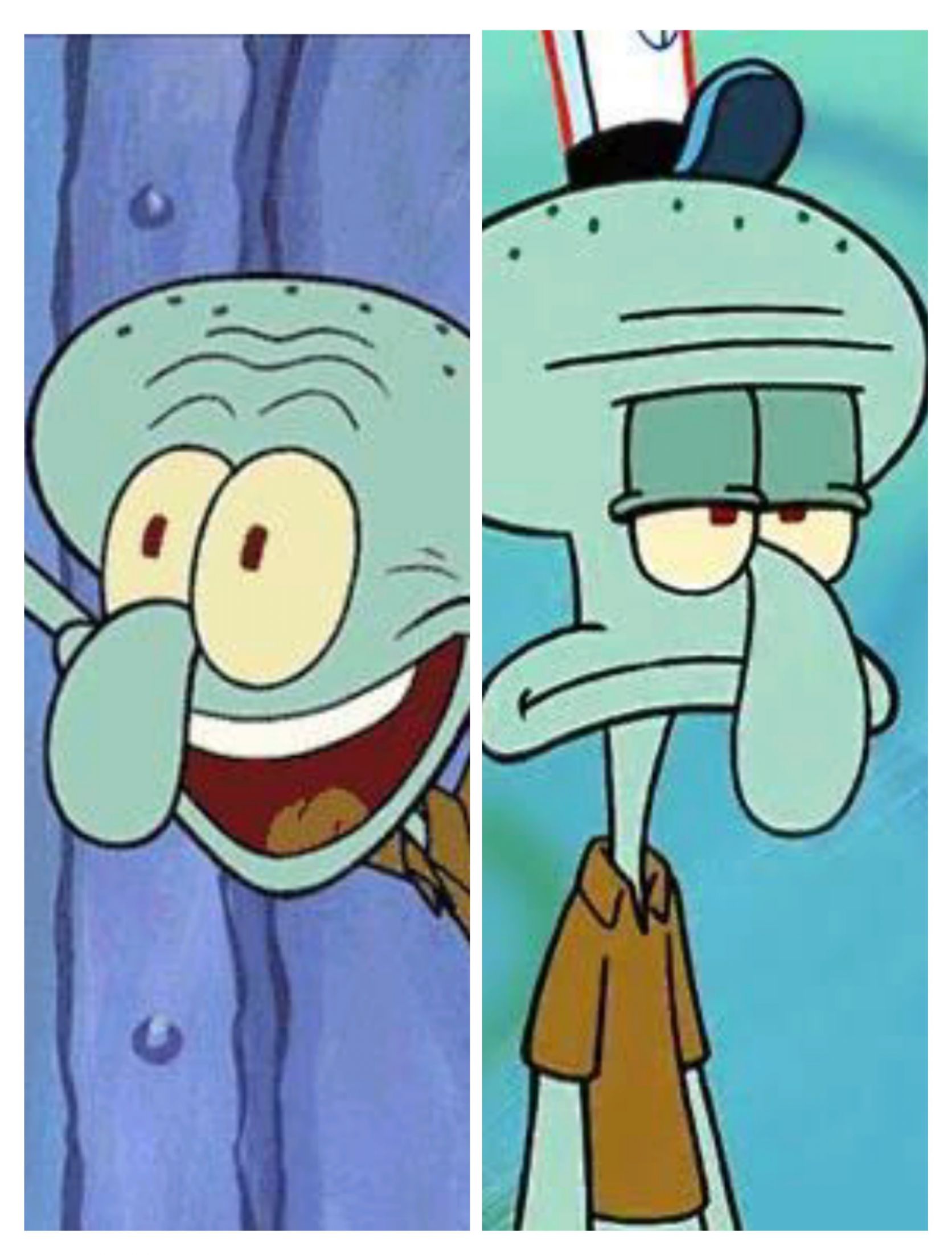 High Quality Squidward happy-sad Blank Meme Template