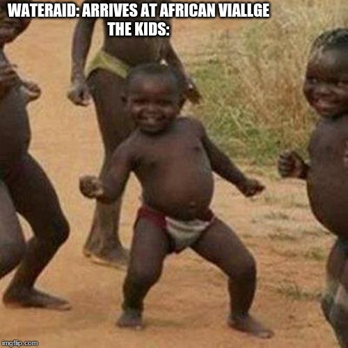 Third World Success Kid Meme | WATERAID: ARRIVES AT AFRICAN VIALLGE
THE KIDS: | image tagged in memes,third world success kid | made w/ Imgflip meme maker
