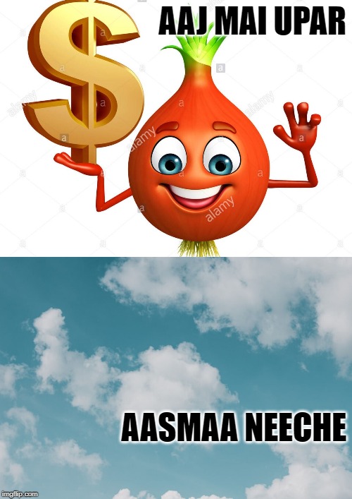 AAJ MAI UPAR; AASMAA NEECHE | image tagged in onion,onions,funny memes,funny,entertainment | made w/ Imgflip meme maker