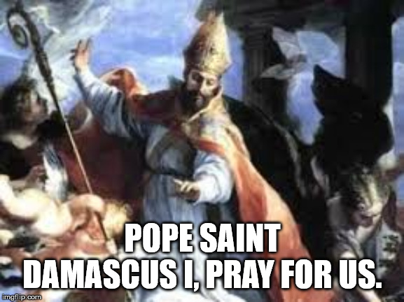 Pope Saint Damascus I | POPE SAINT DAMASCUS I, PRAY FOR US. | image tagged in catholic church | made w/ Imgflip meme maker