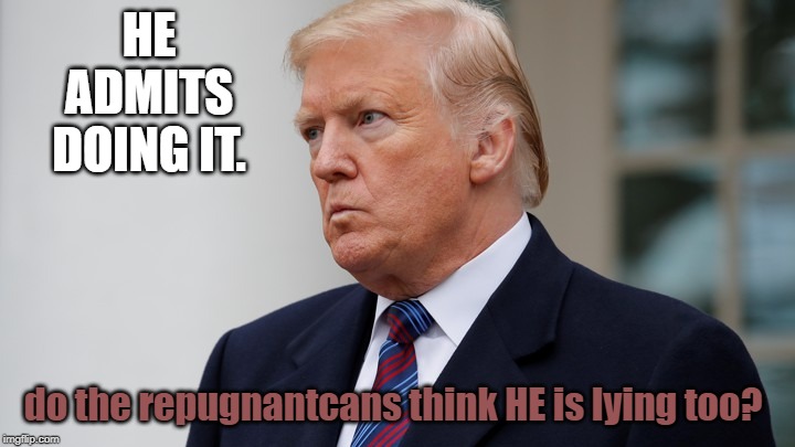 lying? | HE ADMITS DOING IT. do the repugnantcans think HE is lying too? | image tagged in repugnantcan | made w/ Imgflip meme maker