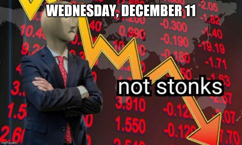 Not stonks | WEDNESDAY, DECEMBER 11 | image tagged in not stonks | made w/ Imgflip meme maker