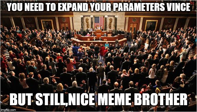 Congress | YOU NEED TO EXPAND YOUR PARAMETERS VINCE BUT STILL,NICE MEME BROTHER | image tagged in congress | made w/ Imgflip meme maker