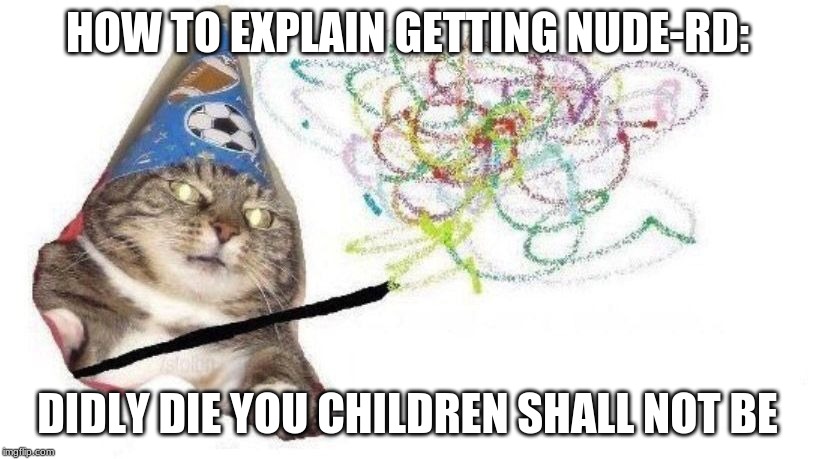 Wizard Cat | HOW TO EXPLAIN GETTING NUDE-RD:; DIDLY DIE YOU CHILDREN SHALL NOT BE | image tagged in wizard cat | made w/ Imgflip meme maker