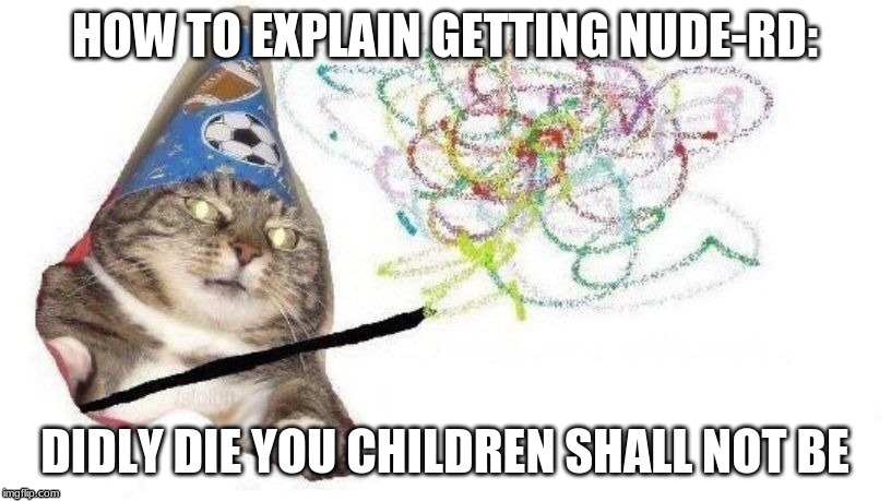 Wizard Cat | HOW TO EXPLAIN GETTING NUDE-RD:; DIDLY DIE YOU CHILDREN SHALL NOT BE | image tagged in wizard cat | made w/ Imgflip meme maker