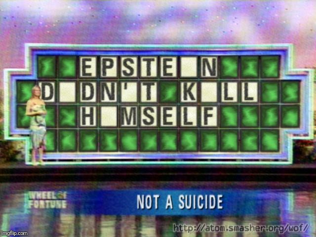 I'd like to solve the puzzle! | image tagged in epstein,oh no you didn't,suicide,clinton corruption,wheel of fortune,solution | made w/ Imgflip meme maker