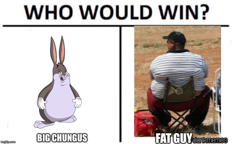 who would win | FAT GUY; BIG CHUNGUS | image tagged in who would win | made w/ Imgflip meme maker