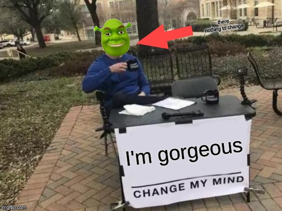 Change My Mind | there nothing to change; I'm gorgeous | image tagged in memes,change my mind | made w/ Imgflip meme maker