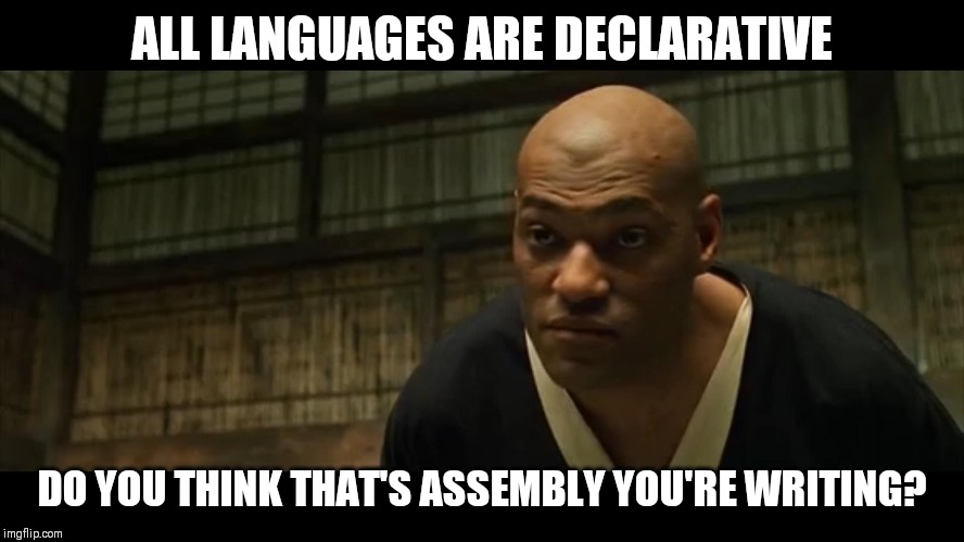 You Think That's Air You're Breathing? | ALL LANGUAGES ARE DECLARATIVE; DO YOU THINK THAT'S ASSEMBLY YOU'RE WRITING? | image tagged in you think that's air you're breathing | made w/ Imgflip meme maker