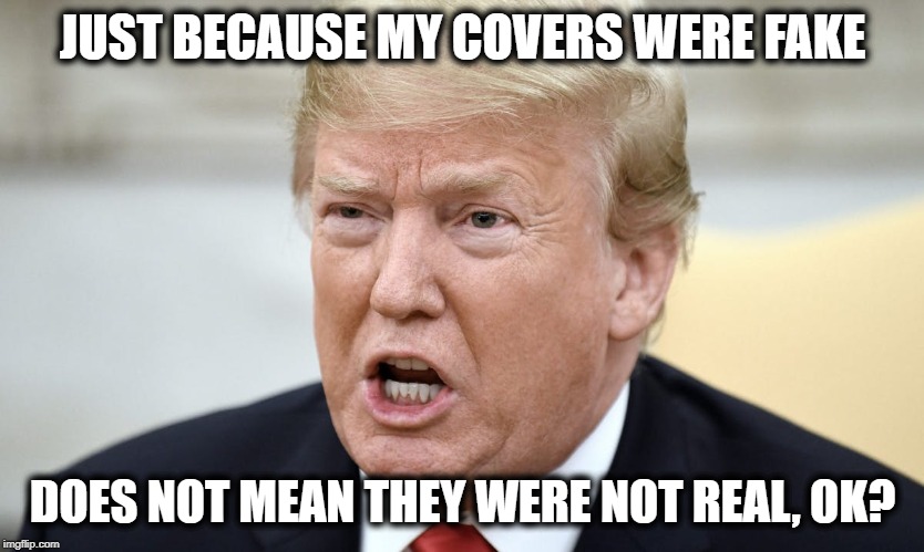 JUST BECAUSE MY COVERS WERE FAKE DOES NOT MEAN THEY WERE NOT REAL, OK? | made w/ Imgflip meme maker