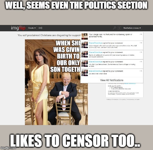 WELL, SEEMS EVEN THE POLITICS SECTION; LIKES TO CENSOR TOO.. | made w/ Imgflip meme maker