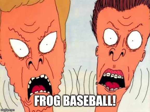 FROG BASEBALL! | image tagged in beavis and butthead | made w/ Imgflip meme maker