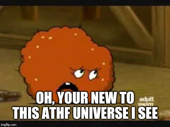 confused meatwad | OH, YOUR NEW TO THIS ATHF UNIVERSE I SEE | image tagged in confused meatwad | made w/ Imgflip meme maker