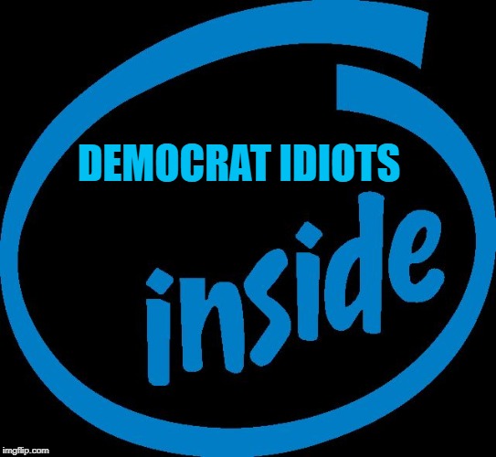 Intel Inside | DEMOCRAT IDIOTS | image tagged in intel inside | made w/ Imgflip meme maker