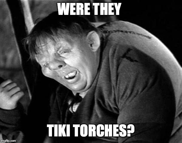 Hunchback | WERE THEY TIKI TORCHES? | image tagged in hunchback | made w/ Imgflip meme maker