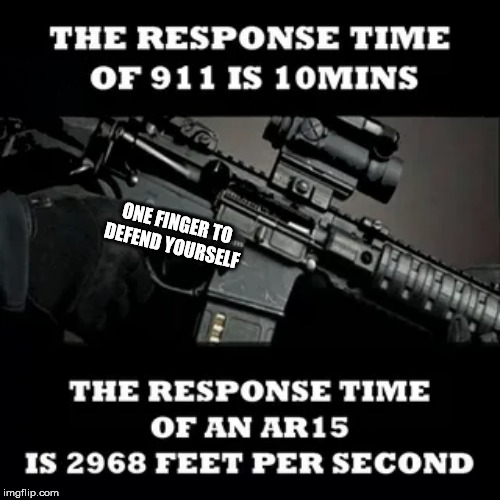 We are the first responders | ONE FINGER TO DEFEND YOURSELF | image tagged in 2nd amendment,guns | made w/ Imgflip meme maker