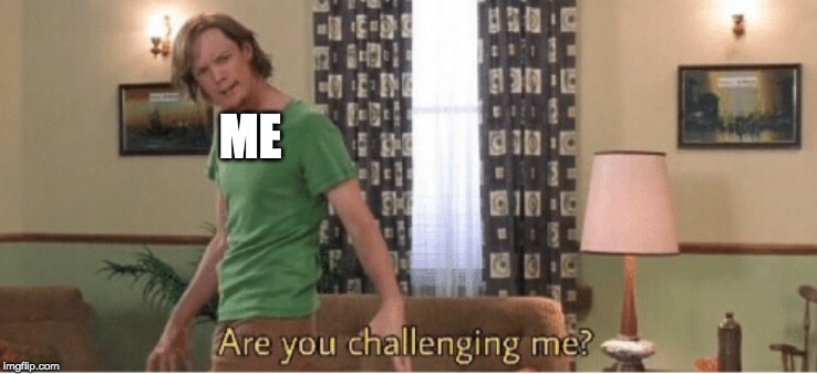 are you challenging me | ME | image tagged in are you challenging me | made w/ Imgflip meme maker