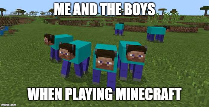 me and the boys | ME AND THE BOYS; WHEN PLAYING MINECRAFT | image tagged in me and the boys | made w/ Imgflip meme maker