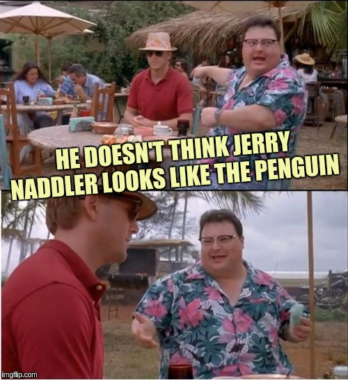 See Nobody Cares Meme | HE DOESN'T THINK JERRY NADDLER LOOKS LIKE THE PENGUIN | image tagged in memes,see nobody cares,the great awakening | made w/ Imgflip meme maker