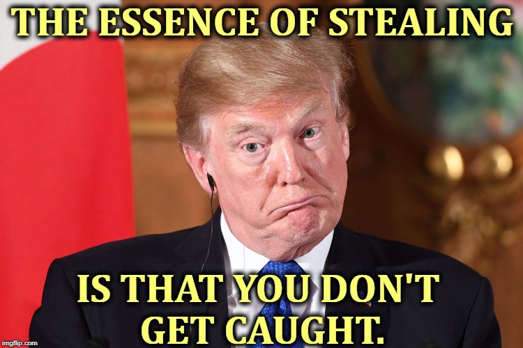 Trump dumbfounded corrected | THE ESSENCE OF STEALING; IS THAT YOU DON'T 
GET CAUGHT. | image tagged in trump dumbfounded corrected,trump,steal,cheat,election 2016,election 2020 | made w/ Imgflip meme maker