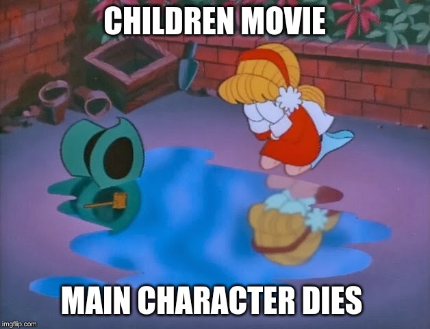 Frosty melted | CHILDREN MOVIE; MAIN CHARACTER DIES | image tagged in frosty melted | made w/ Imgflip meme maker